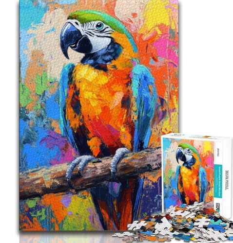 Puzzles für Erwachsene und Jugendliche, 1000-teiliges Puzzle, Papageien-Ölgemälde, dekomprimierendes intellektuelles Lernspielzeug, Lernspiel für Geburtstag, Weihnachten (38x26cm) von AADSAZA