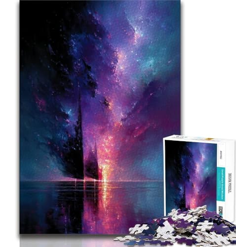 Puzzles für Erwachsene und Jugendliche, 1000-teiliges Puzzle, kleines Boot in der Galaxie, dekomprimierendes intellektuelles Lernspielzeug, Lernspiel für Geburtstag, Weihnachten (38x26cm) von AADSAZA