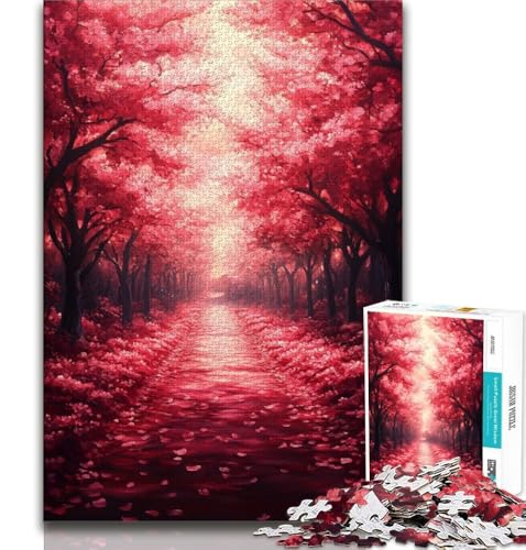 Puzzles für Erwachsene und Jugendliche, 1000-teiliges PuzzleCherry Blossom Road, dekomprimierendes intellektuelles Lernspielzeug, Lernspiel zum Geburtstag, Weihnachten (38x26cm) von AADSAZA