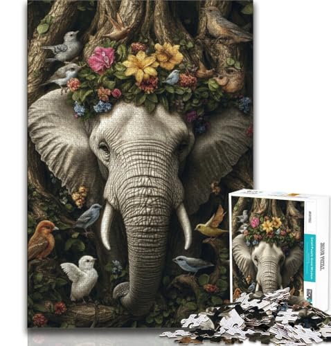 Puzzles für Erwachsene und Jugendliche, Blumenelefant, Lernspiele, Heimdekoration, Lernspiel für Geburtstag, Weihnachten (75x50cm) von AADSAZA