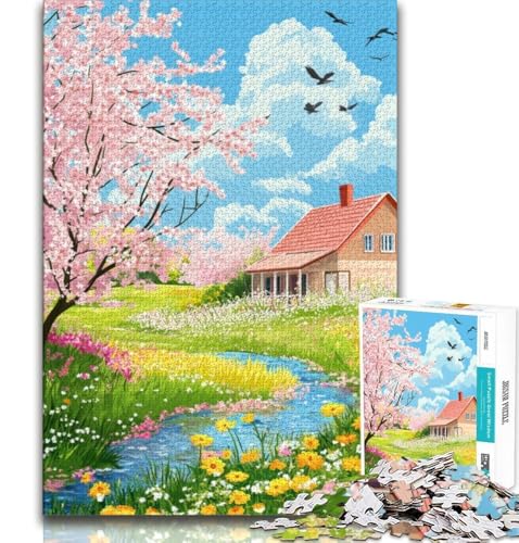 Puzzles für Erwachsene und Jugendliche, Charmantes Cottage, Lernspiele, Heimdekoration, Lernspiel für Geburtstag, Weihnachten (38x26cm) von AADSAZA