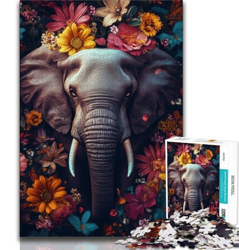 Puzzles für Erwachsene und Jugendliche, Elefantenblumen, anspruchsvolles Spiel und Lernspiel für die ganze Familie zum Geburtstag, Weihnachten (38x26cm) von AADSAZA