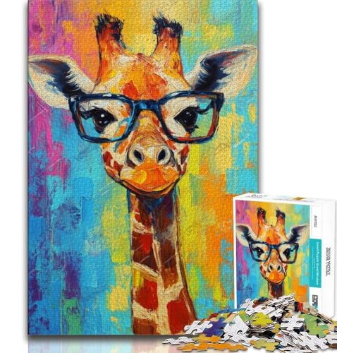 Puzzles für Erwachsene und Jugendliche, Giraffe mit Brille, anspruchsvolles Spiel und Lernspiel für die ganze Familie zum Geburtstag, Weihnachten (75x50cm) von AADSAZA