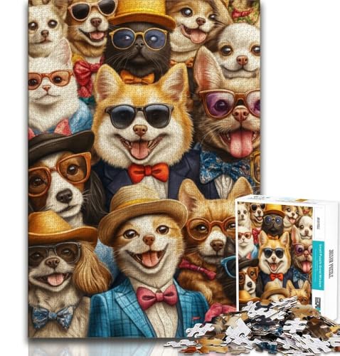 Puzzles für Erwachsene und Jugendliche, Happy Cat, Lernspiele, Heimdekoration, Lernspiel für Geburtstag, Weihnachten (75x50cm) von AADSAZA