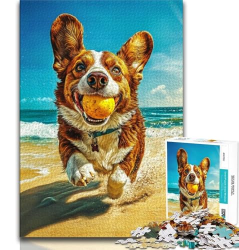 Puzzles für Erwachsene und Jugendliche, Happy Corgi, Lernspiele, Heimdekoration, Lernspiel für Geburtstag, Weihnachten (75x50cm) von AADSAZA