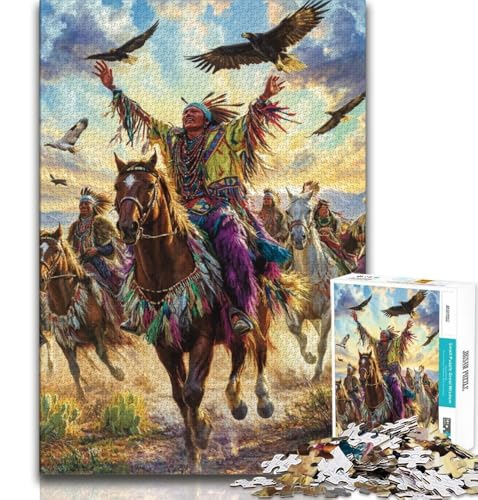 Puzzles für Erwachsene und Jugendliche, Indianermänner, anspruchsvolles Spiel und Lernspiel für die ganze Familie zum Geburtstag, Weihnachten (75x50cm) von AADSAZA