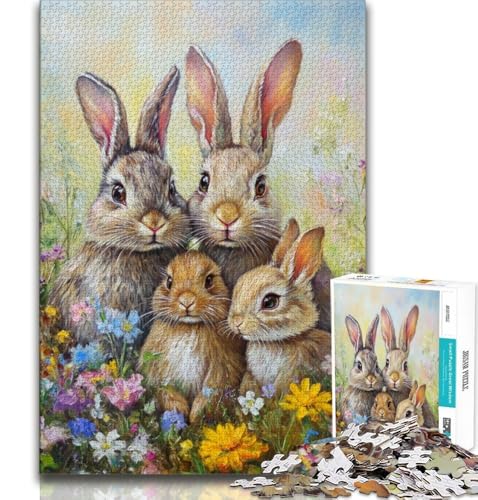 Puzzles für Erwachsene und Jugendliche, Kaninchen im Garten, Lernspiele, Heimdekoration, Lernspiel für Geburtstag, Weihnachten (75x50cm) von AADSAZA