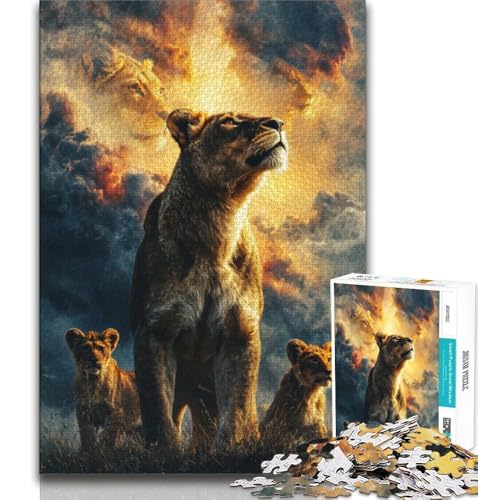 Puzzles für Erwachsene und Jugendliche, Löwen auf der Wiese, Lernspiele, Heimdekoration, Lernspiel für Geburtstag, Weihnachten (75x50cm) von AADSAZA