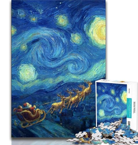 Puzzles für Erwachsene und Jugendliche, Nachthimmel, Weihnachtsmann, anspruchsvolles Spiel und Lernspiel für die ganze Familie zum Geburtstag, Weihnachten (38x26cm) von AADSAZA