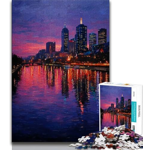 Puzzles für Erwachsene und Jugendliche, Nachtstadtlandschaft, Lernspiele, Heimdekoration, Lernspiel für Geburtstag, Weihnachten (38x26cm) von AADSAZA
