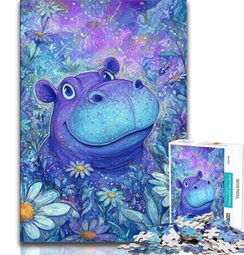 Puzzles für Erwachsene und Jugendliche, Nilpferd, Lernspiele, Heimdekoration, Lernspiel für Geburtstag, Weihnachten (38x26cm) von AADSAZA