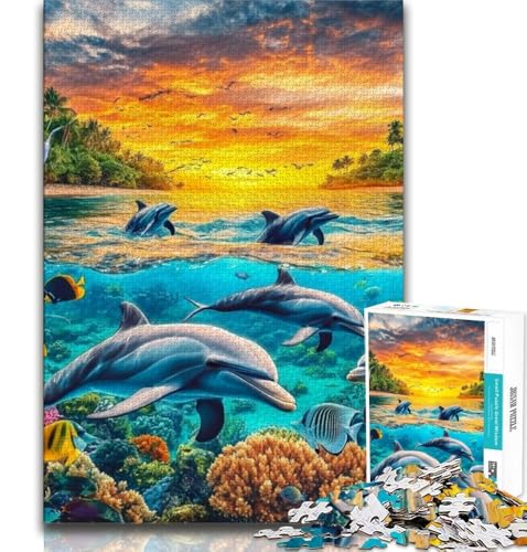 Puzzles für Erwachsene und Jugendliche, Ozeandelfin, Lernspiele, Heimdekoration, Lernspiel für Geburtstag, Weihnachten (38x26cm) von AADSAZA
