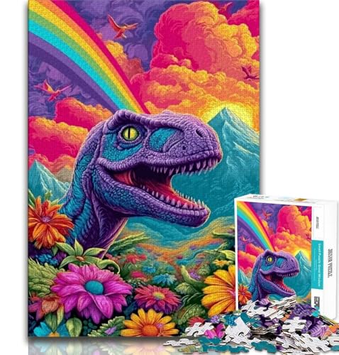 Puzzles für Erwachsene und Jugendliche, Psychedelischer Dinosaurier, anspruchsvolles Spiel und Lernspiel für die ganze Familie zum Geburtstag, Weihnachten (38x26cm) von AADSAZA