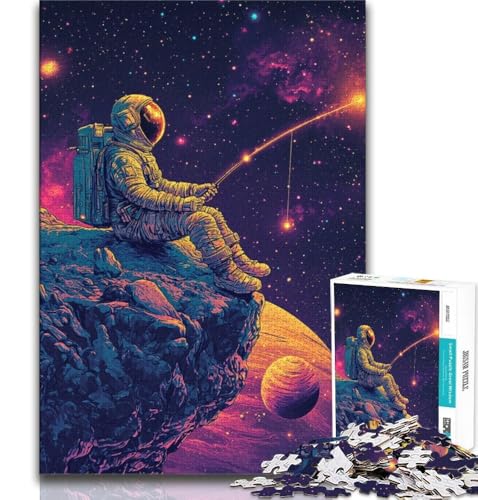 Puzzles für Erwachsene und Jugendliche, Puzzle „Astronautenfischen“, anspruchsvolles Spiel, ganze Familie (75x50cm) von AADSAZA