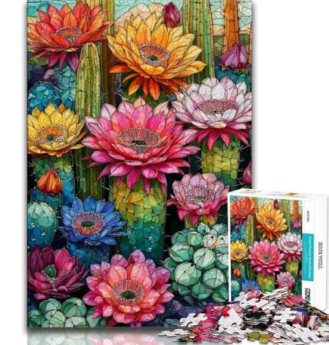 Puzzles für Erwachsene und Jugendliche, Puzzle „Buntglaskaktus“, anspruchsvolles Spiel, ganze Familie (38x26cm) von AADSAZA