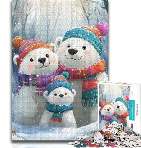 Puzzles für Erwachsene und Jugendliche, Puzzle „Eisbärenfamilie“, anspruchsvolles Spiel, ganze Familie (75x50cm) von AADSAZA