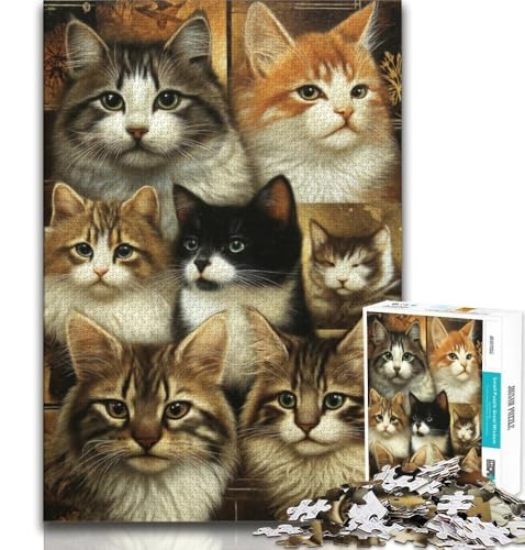 Puzzles für Erwachsene und Jugendliche, Puzzle „Katzenfamilie“, anspruchsvolles Spiel, ganze Familie (38x26cm) von AADSAZA
