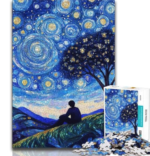 Puzzles für Erwachsene und Jugendliche, Puzzlebaum unter dem Nachthimmel, anspruchsvolles Spiel, ganze Familie (38x26cm) von AADSAZA