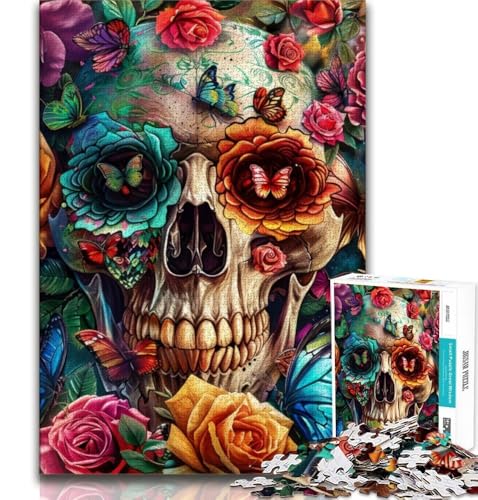 Puzzles für Erwachsene und Jugendliche, Schmetterlingsschädel, Lernspiele, Heimdekoration, Lernspiel für Geburtstag, Weihnachten (75x50cm) von AADSAZA