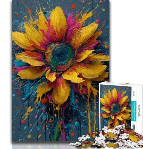 Puzzles für Erwachsene und Jugendliche, Sonnenblumenölgemälde, anspruchsvolles Spiel und Lernspiel für die ganze Familie zum Geburtstag, Weihnachten (38x26cm) von AADSAZA