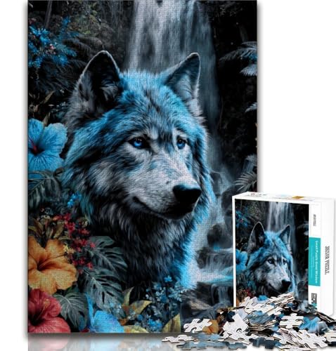 Puzzles für Erwachsene und Jugendliche, Wasserfallwolf, anspruchsvolles Spiel und Lernspiel für die ganze Familie zum Geburtstag, Weihnachten (38x26cm) von AADSAZA