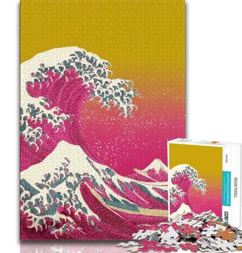 Puzzles für Erwachsene und Jugendliche, Wellen im japanischen Stil, Lernspiele, Heimdekoration, Lernspiel für Geburtstag, Weihnachten (38x26cm) von AADSAZA