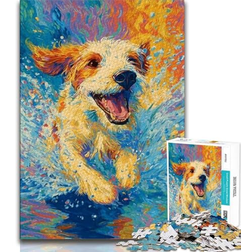 Puzzles für Erwachsene und Jugendliche, laufender Hund, Lernspiele, Heimdekoration, Lernspiel für Geburtstag, Weihnachten (38x26cm) von AADSAZA