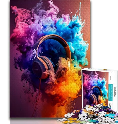 Puzzles für Erwachsene und Jugendliche, modernes, farbenfrohes Splash-Kopfhörer-Puzzle, anspruchsvolles Spiel, ganze Familie (75x50cm) von AADSAZA