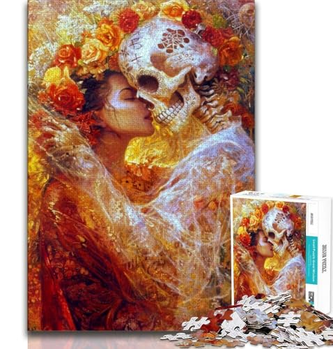 Puzzles für Erwachsene und Teenager, Puzzle im mexikanischen Stil, Totenkopf, Spielzeug, Lernspiele, Stressabbau, Stärkung der Liebe zwischen Paaren (38x26cm) von AADSAZA