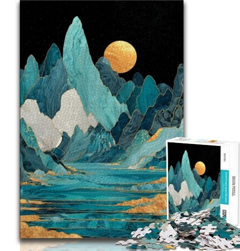 Puzzles für Erwachsene und Teenager, Puzzle mit Bergen im japanischen Stil, Familienunterhaltungsspielzeug mit passendem Poster und Quizblatt (38x26cm) von AADSAZA