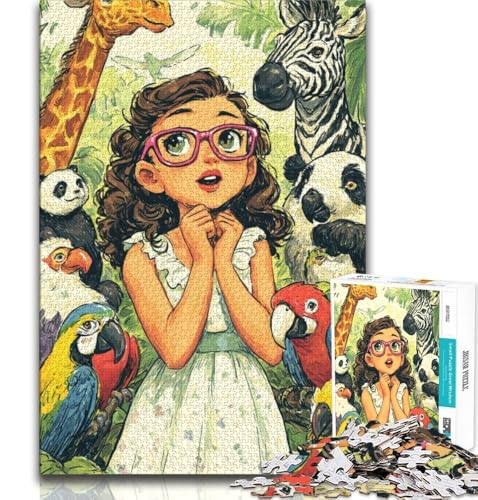 Puzzles für Erwachsene und Teenager, Puzzle mit Tieren und Mädchen, Lernspiele, Heimdekoration, Geburtstagsgeschenk, Geschenke, Wandkunst (75x50cm) von AADSAZA
