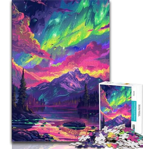 Puzzles für Teenager, 1000-teiliges Puzzle, Aurora-Landschaft, anspruchsvolles Spielspielzeug, ganze Familie (38x26cm) von AADSAZA
