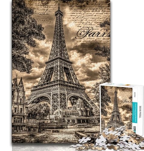 Puzzles für Teenager, 1000-teiliges Puzzle, Vintage-Eiffelturm, künstlerische Wanddekoration und Geburtstagsgeschenkidee für Freunde, Home Office (75x50cm) von AADSAZA