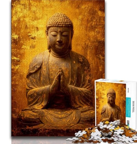 Puzzles für Teenager, Goldene Buddha-Statue, Hilft dem Gehirn, süchtig machendes Spielzeug zu trainieren, um Geduld zu fördern, Wanddekoration (75x50cm) von AADSAZA