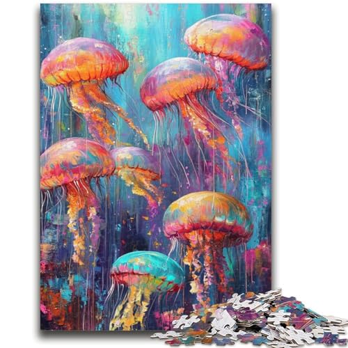 Quallen-Ölgemälde-Puzzle für Teenager, 1000 Teile, für Lernspiele, Herausforderungsspielzeug, einzigartige Heimdekoration und Geschenke (50x75cm) von AADSAZA