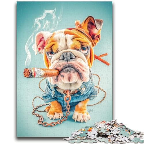 Rauchende Bulldogge, Puzzle 1000 Teile für Erwachsene und Jugendliche, Spielzeug, Lernspiele, Stressabbau, tolle Geschenke und Spielzeuge (38x26cm) von AADSAZA
