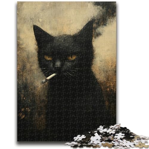 Rauchende Katze Puzzle 1000 Teile für Teenager Geschenke, Quizspiel Wanddekoration Einzigartige Geburtstags (50x75cm) von AADSAZA