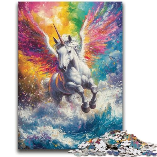 Regenbogen-Einhorn-Puzzle mit 1000 Teilen für Erwachsene und Jugendliche, Denkspiel, Wanddekoration, einzigartige Geburtstags (38x26cm) von AADSAZA