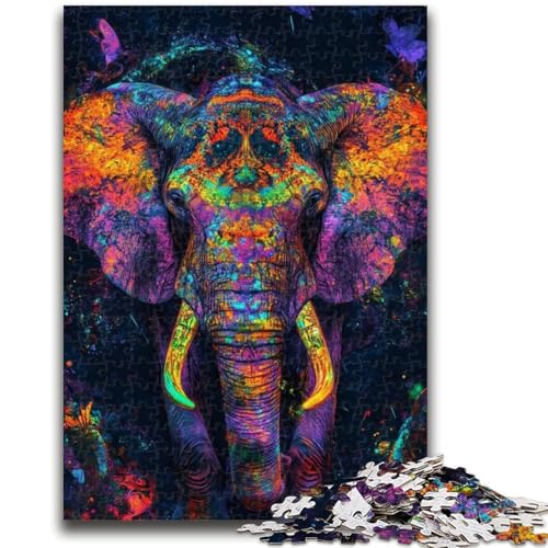 Regenbogen-Elefanten-Puzzle für Teenager, 1000 Teile, anspruchsvolles Spiel und Familienspiel mit vollständig ineinandergreifenden, zufällig geformten Teilen (50x75cm) von AADSAZA