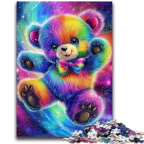 Regenbogen-Teddybär-Puzzle, 1000 Teile, für Teenager, Geschenke, Spielzeug, Lernspiele, Stressabbau, tolle Geschenke und Spielzeuge (50x75cm) von AADSAZA