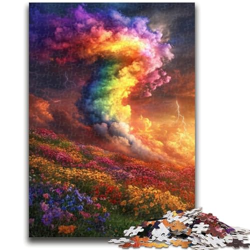 Regenbogen-Tornado-Puzzles für Erwachsene und Teenager, Puzzle, Spielzeug, Lernspiele, Stressabbau, tolle Geschenke und Spielzeuge (38x26cm) von AADSAZA