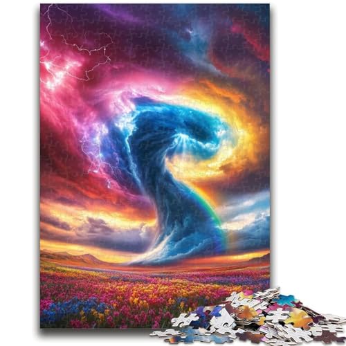 Regenbogen-Tornado-Puzzles für Erwachsene und Teenager, Puzzle, hilft dem Gehirn, süchtig machendes Spielzeug zu trainieren, um Geduld zu fördern, EIN Kunstwerk (38x26cm) von AADSAZA