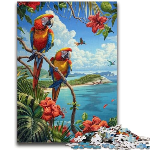 Regenwald-Papagei-Puzzles für Teenager, 1000 Teile, Familienspiel zum Stressabbau, schwierige Herausforderung, tolle Geschenke und Spielzeuge (38x26cm) von AADSAZA