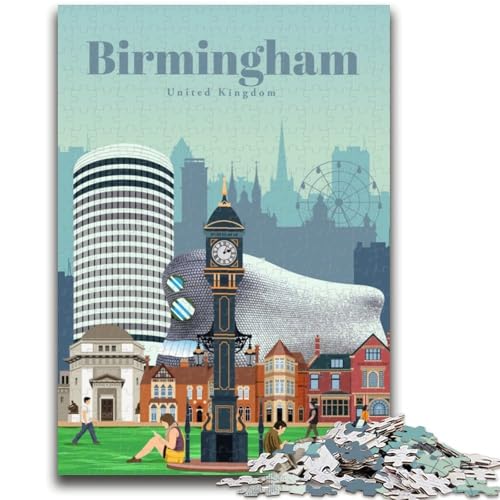Reise nach Birmingham, 1000-teiliges Puzzle, anspruchsvolles Spiel und Wanddekoration für die ganze Familie, einzigartige Geburtstags (50x75cm) von AADSAZA