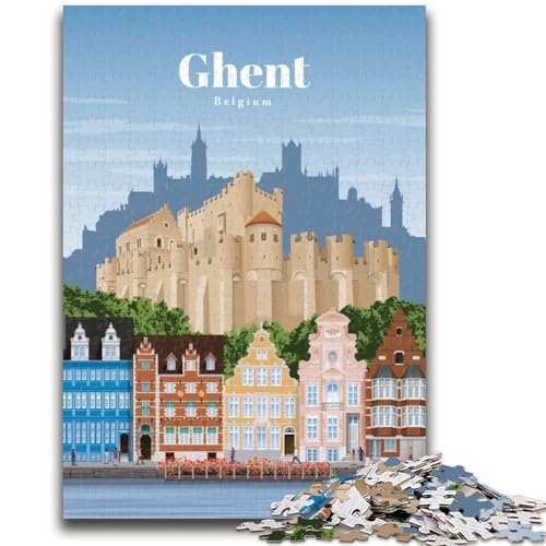 Reise nach Gent, Puzzle für Erwachsene und Jugendliche, 1000-teiliges Puzzle, anspruchsvolles Spiel und Familienspiel mit vollständig ineinandergreifenden, zufällig geformten Teilen (50x75cm) von AADSAZA