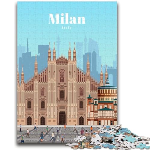 Reise nach Mailand, Puzzle für Erwachsene und Teenager, anspruchsvolles Spiel und Familienspiel, ganze Familie (38x26cm) von AADSAZA