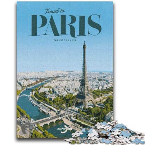 Reise-nach-Paris-Puzzle für Erwachsene, 1000 Teile, anspruchsvolles Spiel und Familienspiel, ganze Familie (50x75cm) von AADSAZA