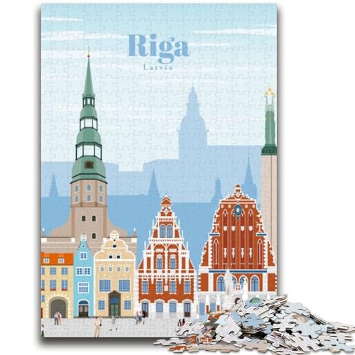Reise nach Riga, Puzzle mit 1000 Teilen für Erwachsene, anspruchsvolles Spiel und Familienspaß mit vollständig ineinandergreifenden, zufällig geformten Teilen (38x26cm) von AADSAZA