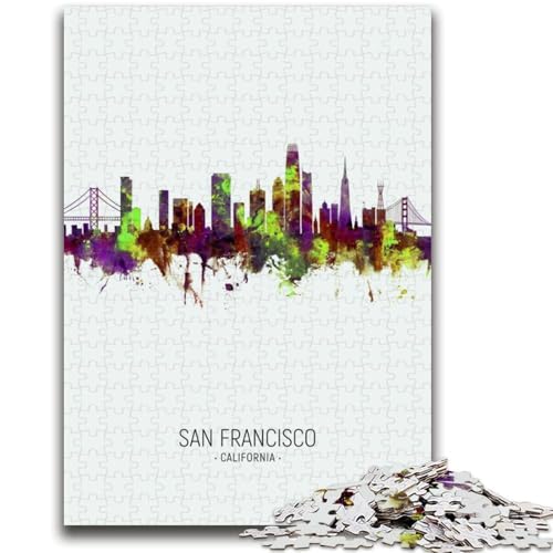 Reise nach San Francisco, 1000-teiliges Puzzle für Erwachsene und Jugendliche, Quizspiel, Wanddekoration, einzigartige Geburtstags (38x26cm) von AADSAZA