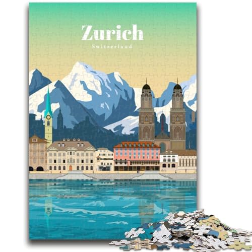 Reise nach Zürich, Puzzle für Erwachsene und Teenager, anspruchsvolles Spiel und Familienspiel, ganze Familie (38x26cm) von AADSAZA